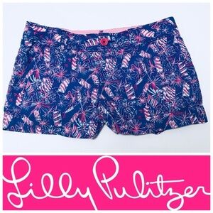 Rare Lilly Pulitzer Cherry Bomb Holy Grail Shorts Pink Blue Stars